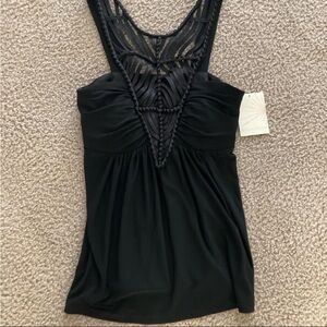 Elegant macrame Black Sleeveless Top